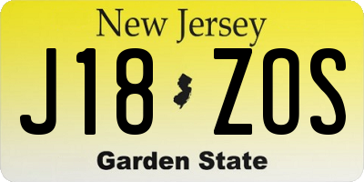 NJ license plate J18ZOS