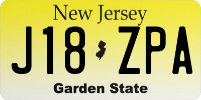 NJ license plate J18ZPA