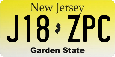 NJ license plate J18ZPC