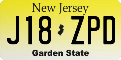 NJ license plate J18ZPD