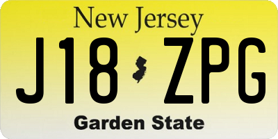 NJ license plate J18ZPG