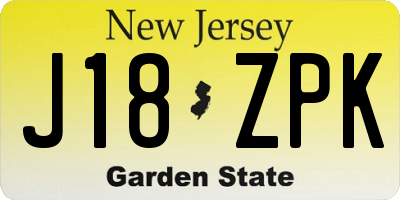 NJ license plate J18ZPK