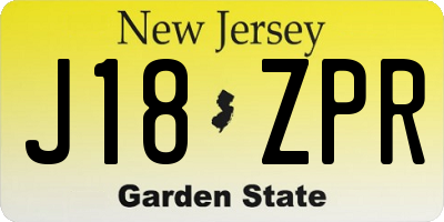 NJ license plate J18ZPR