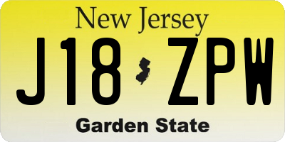 NJ license plate J18ZPW