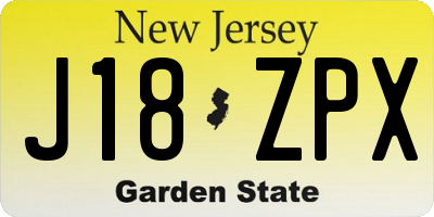 NJ license plate J18ZPX