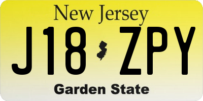 NJ license plate J18ZPY