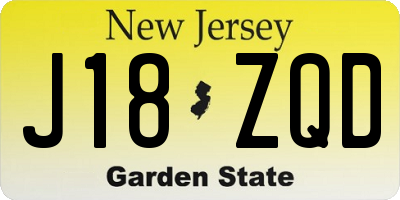 NJ license plate J18ZQD