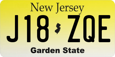 NJ license plate J18ZQE