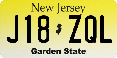 NJ license plate J18ZQL