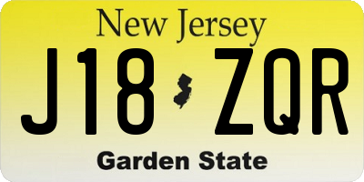 NJ license plate J18ZQR
