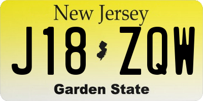 NJ license plate J18ZQW