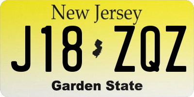 NJ license plate J18ZQZ