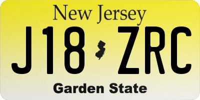 NJ license plate J18ZRC