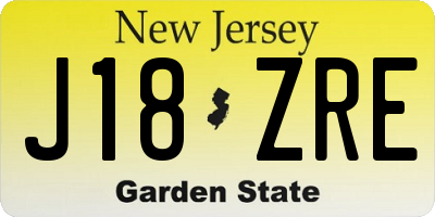 NJ license plate J18ZRE