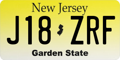 NJ license plate J18ZRF