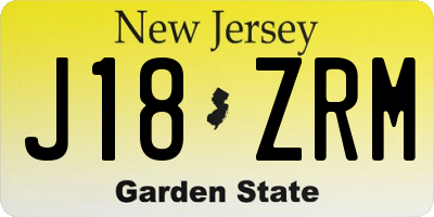 NJ license plate J18ZRM