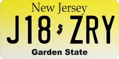 NJ license plate J18ZRY