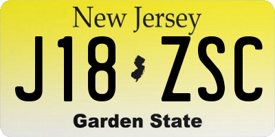 NJ license plate J18ZSC