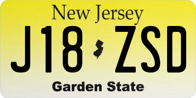 NJ license plate J18ZSD