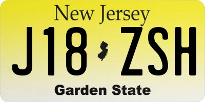 NJ license plate J18ZSH