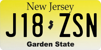 NJ license plate J18ZSN