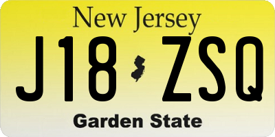 NJ license plate J18ZSQ