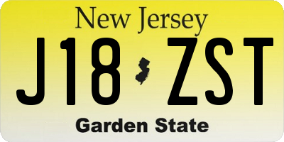 NJ license plate J18ZST