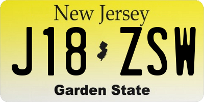 NJ license plate J18ZSW