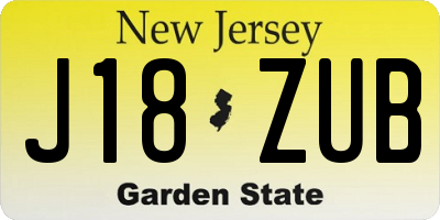 NJ license plate J18ZUB