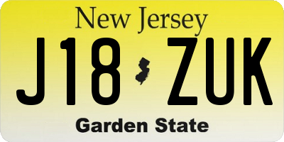 NJ license plate J18ZUK