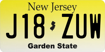 NJ license plate J18ZUW