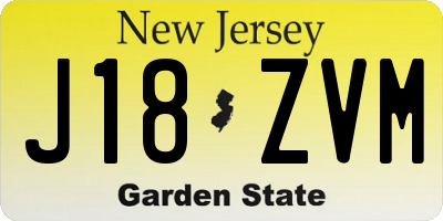 NJ license plate J18ZVM
