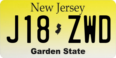NJ license plate J18ZWD