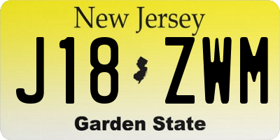 NJ license plate J18ZWM