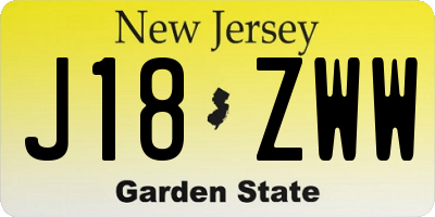NJ license plate J18ZWW