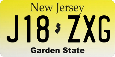 NJ license plate J18ZXG