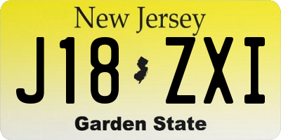 NJ license plate J18ZXI