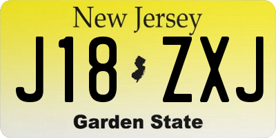 NJ license plate J18ZXJ