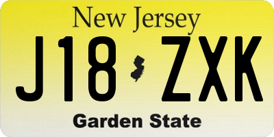 NJ license plate J18ZXK