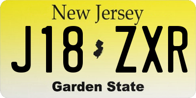 NJ license plate J18ZXR