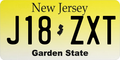 NJ license plate J18ZXT
