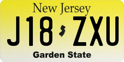 NJ license plate J18ZXU