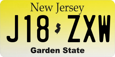NJ license plate J18ZXW