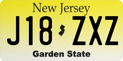 NJ license plate J18ZXZ