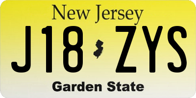 NJ license plate J18ZYS