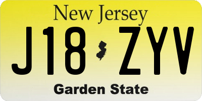 NJ license plate J18ZYV