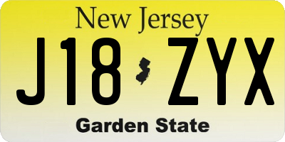 NJ license plate J18ZYX