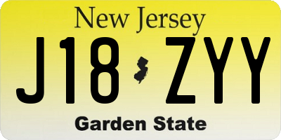 NJ license plate J18ZYY