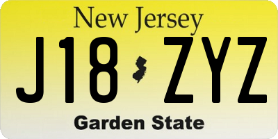 NJ license plate J18ZYZ