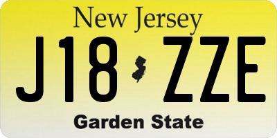 NJ license plate J18ZZE